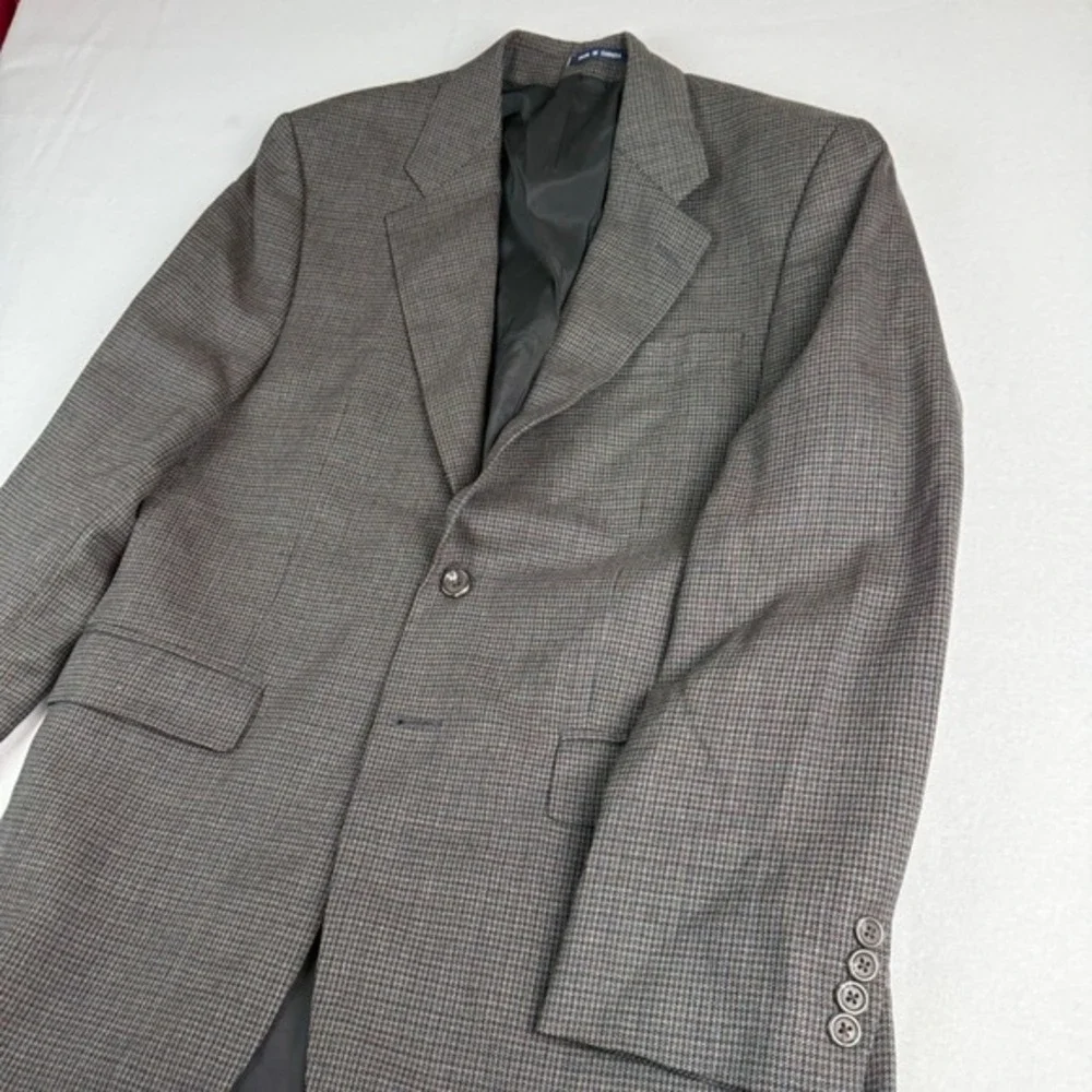 Lauren Ralph Lauren Men's‎ Wool Houndstooth Blazer Jacket Brown Plaid Size 44R